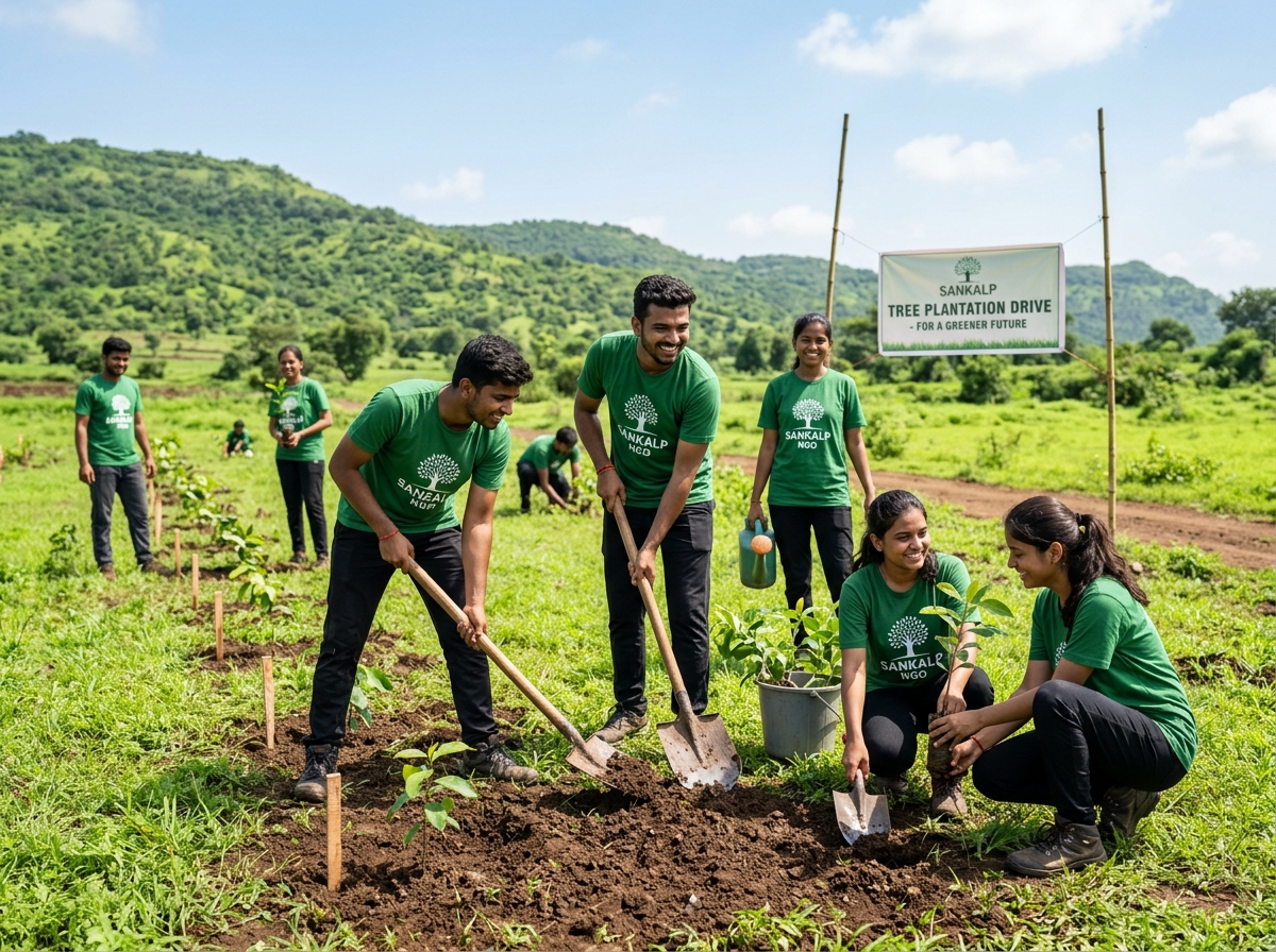 Tree plantation drive by volunteers